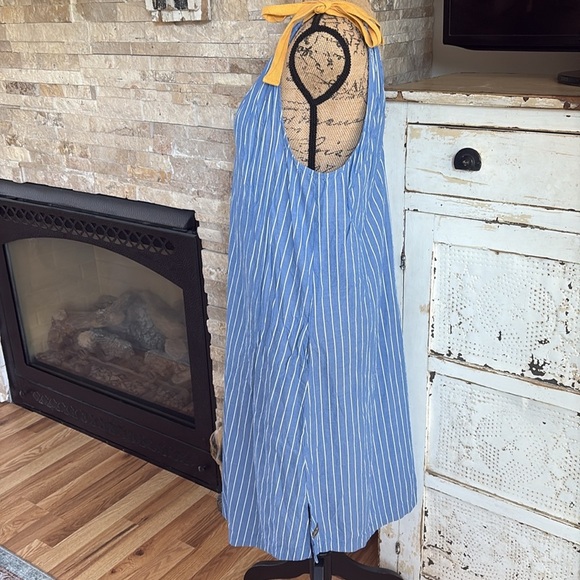 Matilda Jane Sandy Sea Shell swim suit cover-up blue w white stripe vneck pocket - Picture 7 of 15